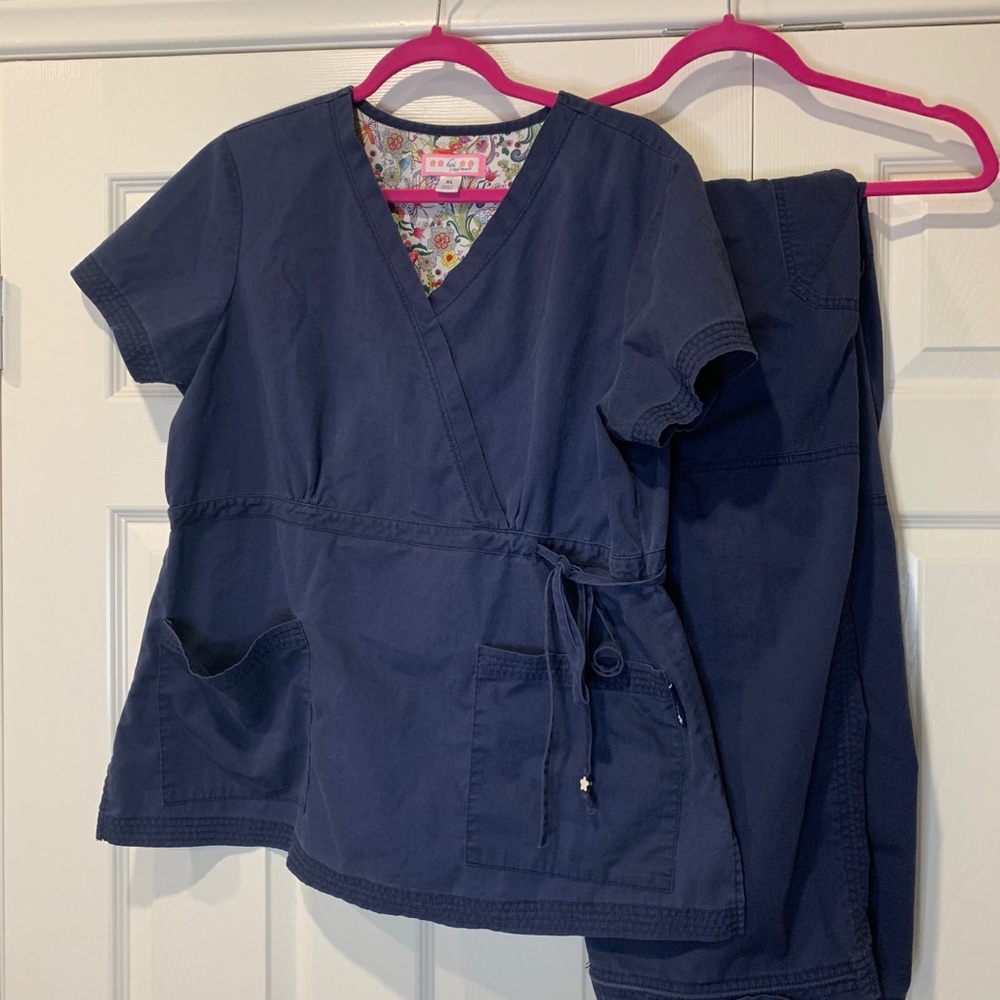 Navy blue Koi Scrub Set